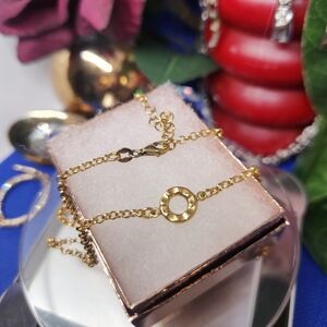 Elegant Gold Over 925 Sterling Silver Circle Necklace